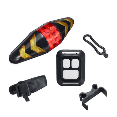 跨境新款自行車尾燈無線遙控轉向USB充電山地車警示燈 轉向騎行燈