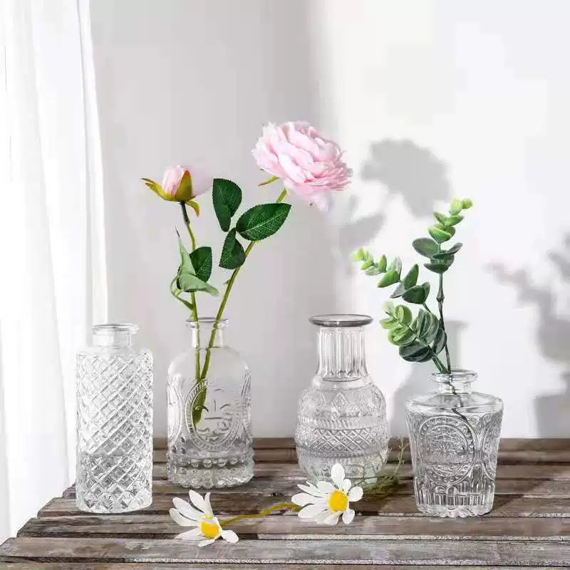 Цветочная ваза Ретро Мадрид с рельефным минималистским кристаллом маленькая ваза