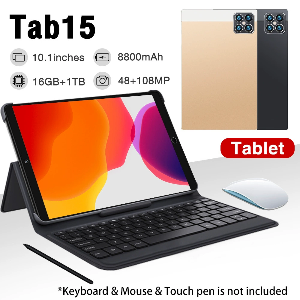 Планшет TAB15 Android 5.1, 10.1-дюймовый IPS, 32 ГБ ПЗУ, 1 ГБ ОЗУ, 3G и разблокировка по лицу