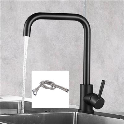 Cocina de acero inoxidable grifo caliente y fría pintura de acero inoxidable grande curvado cepillado de siete palabras fregadero de agua mezclada lavabo grifo image 13