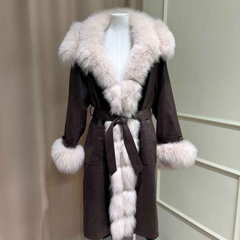 实拍新款鹅绒服狐狸毛大衣一件代发女士长款派克服大码皮草外套|undefined