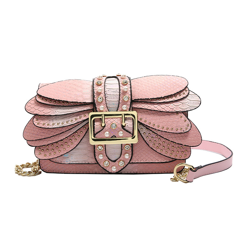 Bolso de cadena de comercio exterior transfronterizo 2025, otoño nuevo colorido bolso de hombro mariposa de mujer, bolso de mochila dorado brillante con diamantes