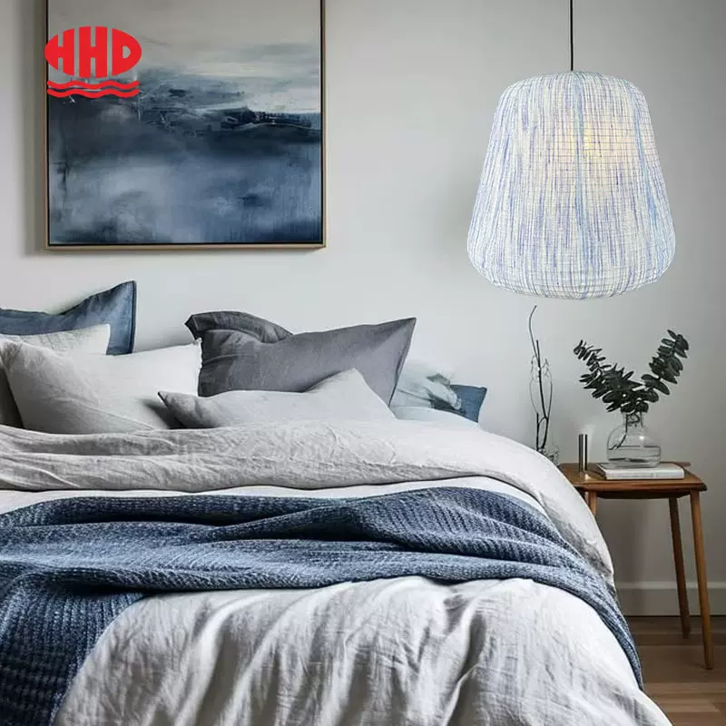 北欧条纹海洋风布艺客厅走廊冬瓜形状吊灯艺术装饰灯具室内艺术感