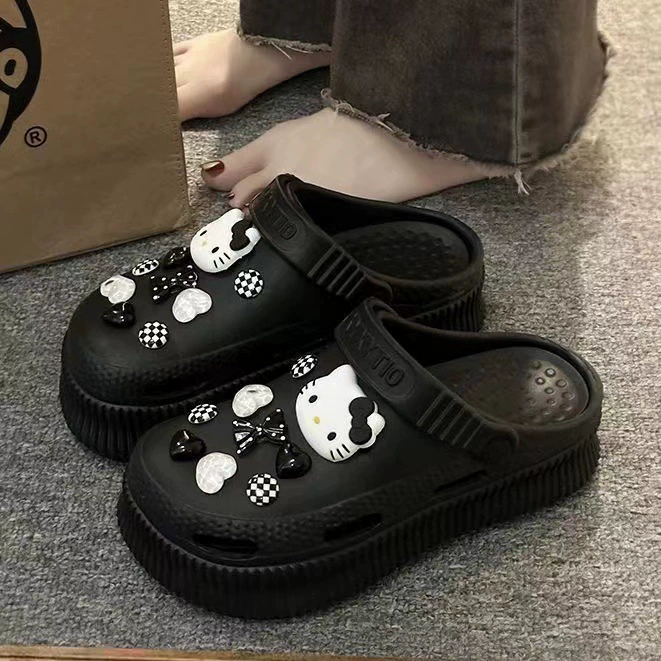 Сандалии Hello Kitty летние дышащие нескользящие пляжные тапочки, дорожные шлепанцы, легкие