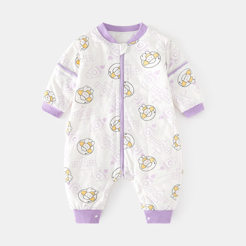 Baby sleeping bag spring, autumn and winter quilted baby split-legged thickened pajamas newborn zipper type multi-functional anti-kick quilt