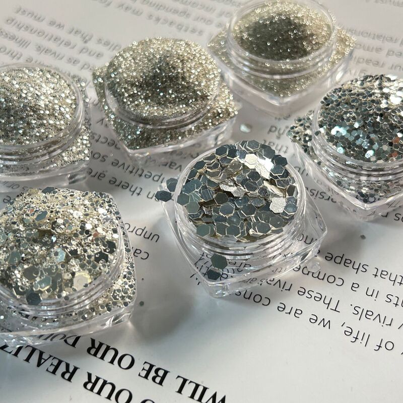 Explosive Pure Silver High-Gloss Reflective Large Sequins 0.1 Ultra-Fine Pink Glitter Pink Flow Hemp Toy Material Nail Art Jewelry