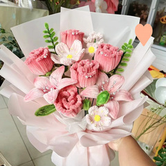 520情人节礼物扭扭棒花束百合玫瑰花手工编织diy材料送闺蜜女友