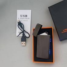 黑冰跨境厂家金属感应双电弧usb充电防风打火机个性logo广告礼品