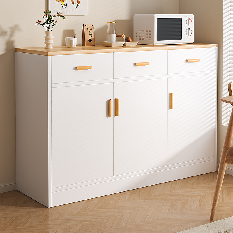 Solid Wood Core Sideboard Kitchen Cabinet Tea and Wine Cabinet Drawer Side Cabinet Living Room Storage Cabinet Wall-Mounted Integrated Storage Cabinet