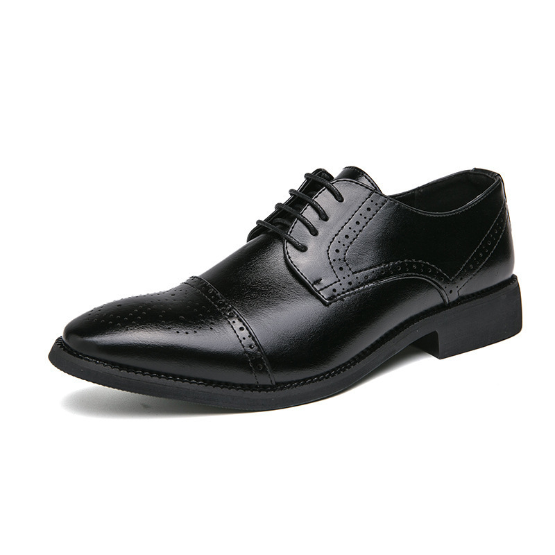 Transfronterizos de negocios grandes zapatos de cuero tallado de lazos negros zapatos de cuero de oficina de hombre zapatos de boda image 6