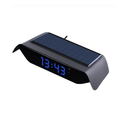 light, internal temperature and – Car thermometer - solar-charging-time-temperature-date-blue