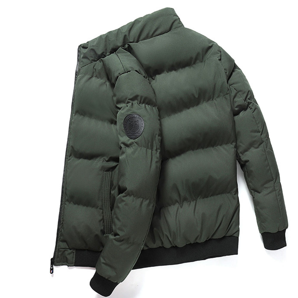Herrenbekleidung Winter Stehkragen Herren Baumwollmantel dicker warmer Baumwollmantel trendiger kurzer einfarbiger Herren Baumwollmantel_voghion.com