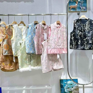 25春国风奢品提花马甲流行盘扣上衣设计感背心品牌折扣直播一手货