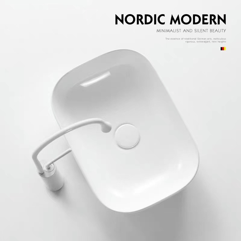 Nórdico simple lavabo cerámica doméstica lavabo cuadrado lavabo