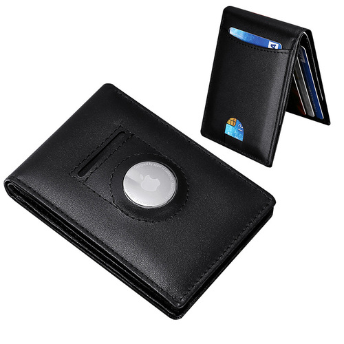 Eurasian leather AirTag positioning tracker wallet with card slots, push card holder, stylish money clip, and multi-functional card holder