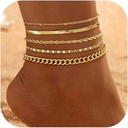 European and American Style Metal Geometric Anklet for Women, Multi-Layered Leg Chain, Wedding and Travel Commemorative Jewelry, 2026 Spring New Model