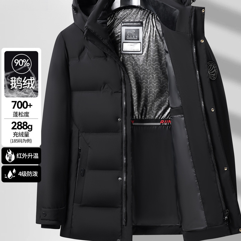 Men's Mid-Length down Jacket for Extreme Cold in the Snow, 2025 New Thickened Warm Coat for Middle-Aged and Elderly Dads
