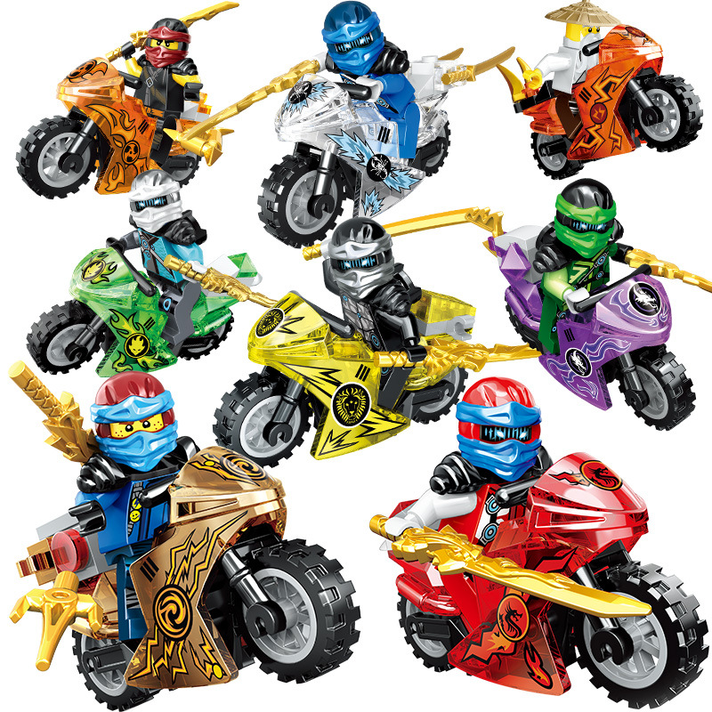 黄金忍者摩托车队忍者机甲男孩拼装积木地摊玩具培训班礼物小人仔