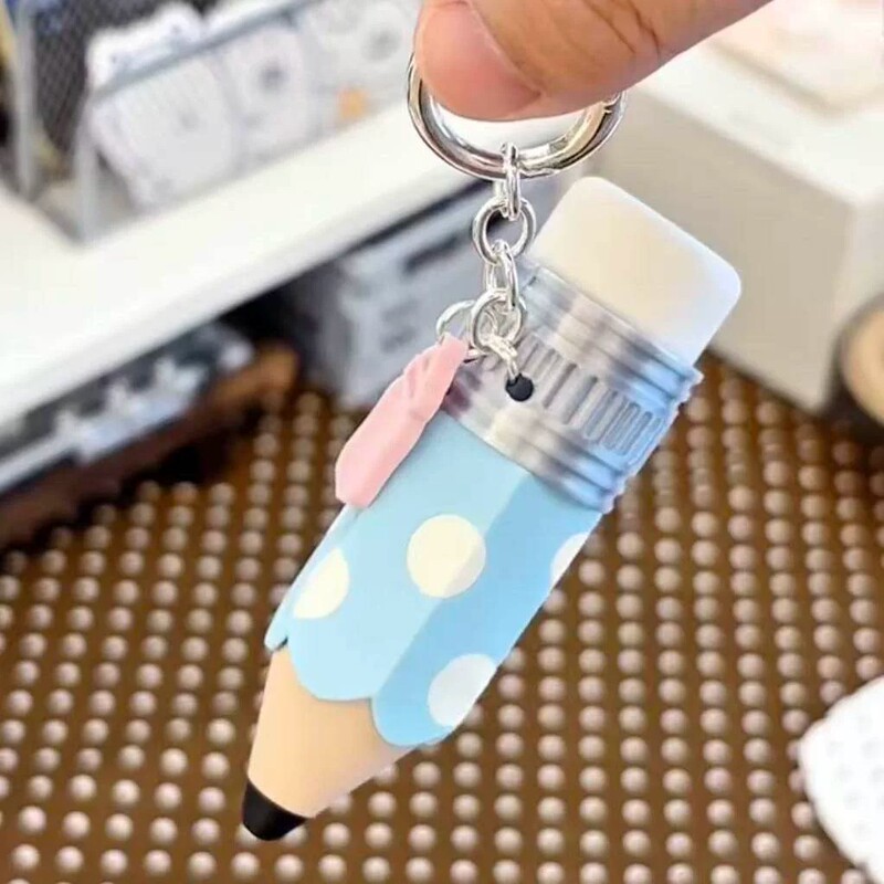 Little Red Book style polka dot stress-relief pen pendant, portable accessory for students, stationery pencil keychain, creative design Little Red Book style polka dot stress-relief pen pendant, portable accessory for students, stationery pencil keychain, creative design