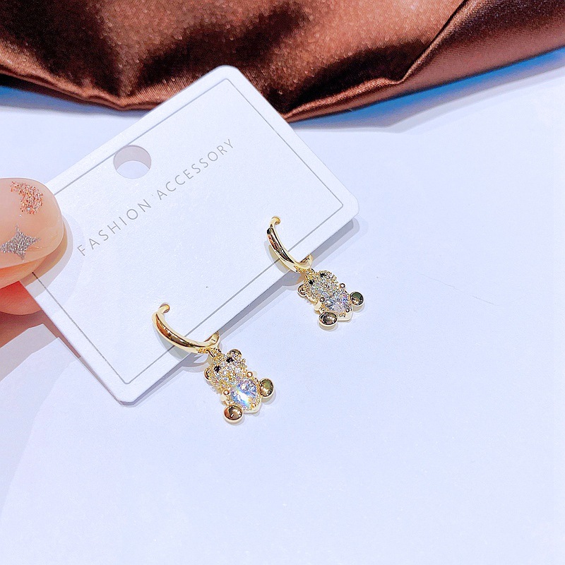 Womenu0027S Fashion Bear Copper Earrings Inlaid zircon Zircon Drop Earrings