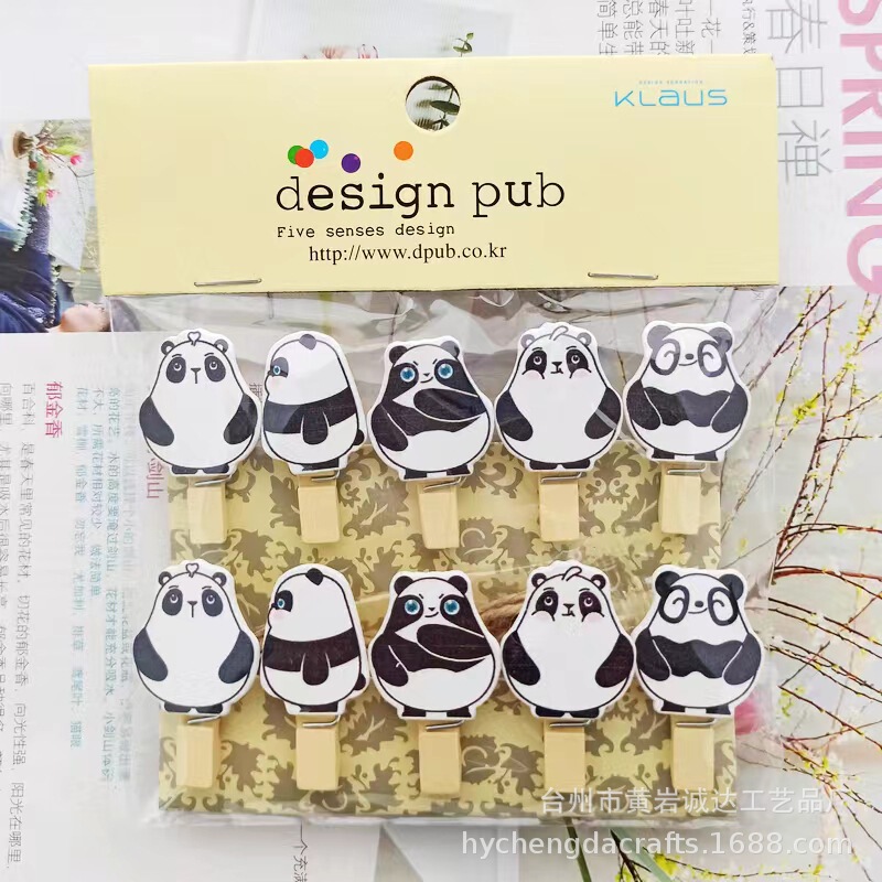 New National Treasure Panda Gift Solid Wood Craft Paper Photo Frame Photo Wall Flower Shop Card Small Wood Clip