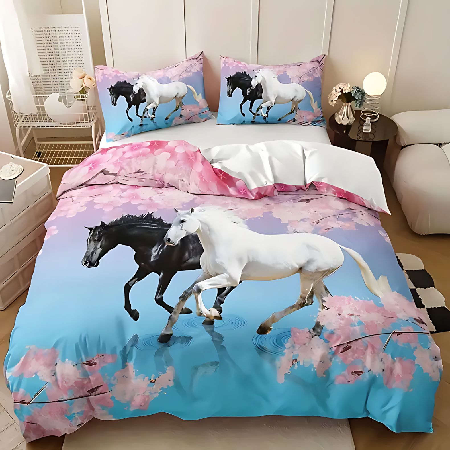 TUME / JIT Transfronterizo Wildlife Caballo Impresión Digital HD Abrido colcha de cama