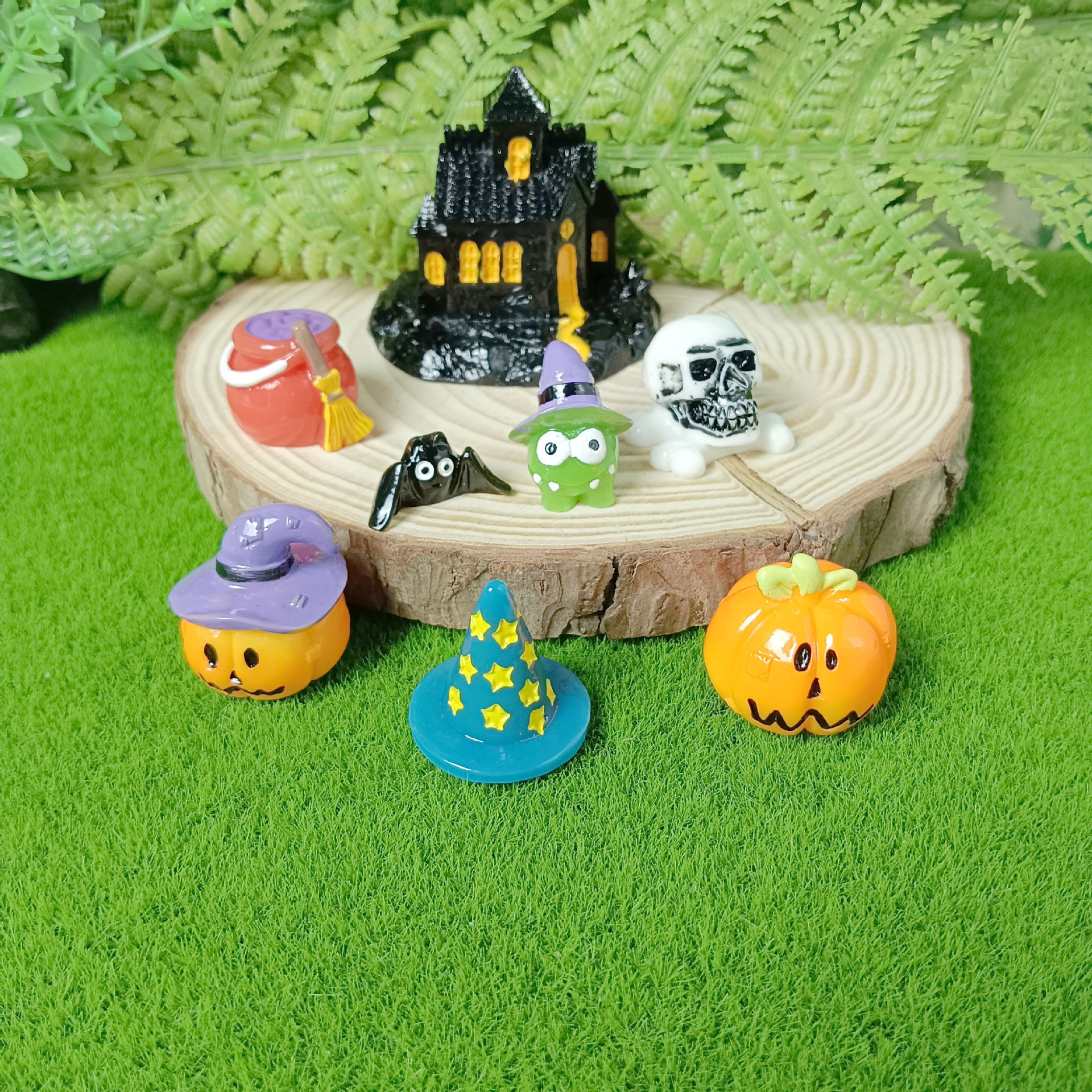 Decoración de la escena del micro paisaje accesorios suculentos nuevo halloween lindo linterna de calabaza decoración de resina fantasma