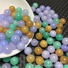 三彩10mm圆珠散珠批发 玉髓DIY玉石饰品手链项链玉配件批发