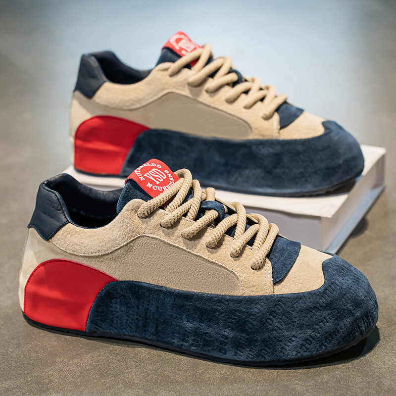 Zapatos de hombre 2025 primavera y otoño nuevo estilo zapatillas de terciopelo anti-cuero tendencia de hombre moda versátil con cordones zapatos deportivos casuales bajos