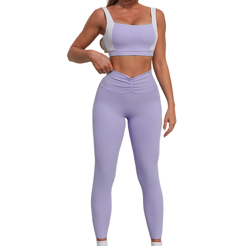 Nuevo chaleco deportivo transfronterizo de retroceso de color, mujeres, Europa y Estados Unidos, fitness, ropa de yoga, ropa apretada para mujeres.