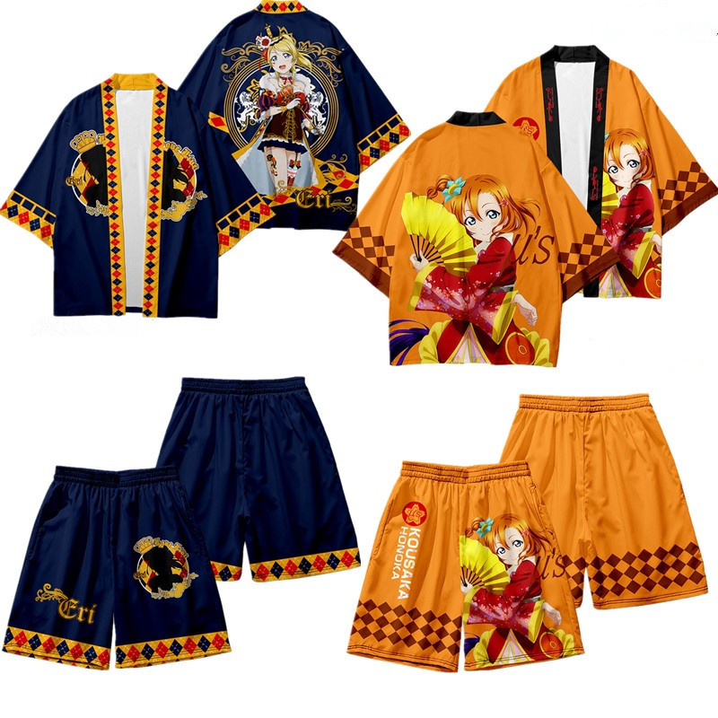 日系Lovelive!虹咲学园可爱穗乃果cos羽织披风和服道袍3D数码印花