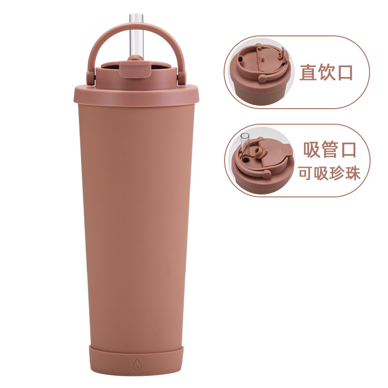 2024 nuevo 830ml gran capacidad ventosa conveniente manejar una taza doble taza grande agujero paja taza de agua