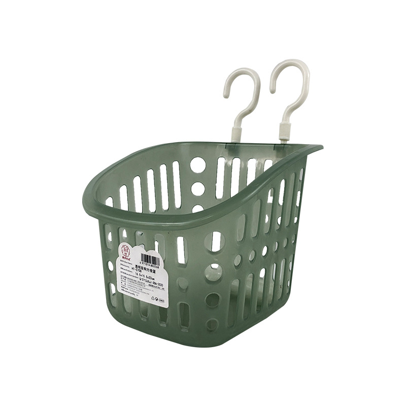 Dos yuanes grandes almacenes de plástico al por mayor cesta de almacenamiento de plástico cesta de almacenamiento de escritorio cuadrada cesta de almacenamiento de artículos diversos cesta colgante gancho doble