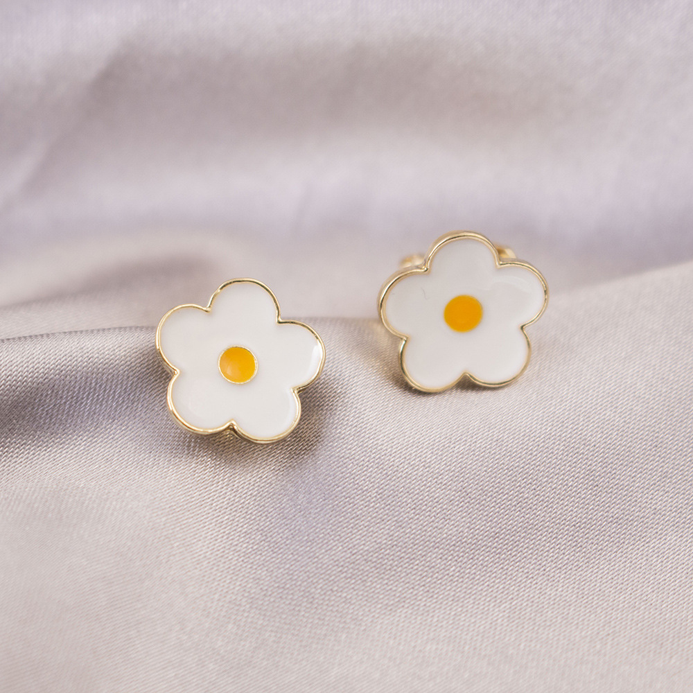 Pinzas para las orejas de flores vidriadas de estilo pastoral, sin agujeros para las orejas, sin dolor, temperamento fresco y diario, pinzas para las orejas triangulares, pendientes simples de nicho