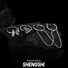 新品滴膠粉色蝴蝶指環少女心個性簡約不掉色甜美高級感小眾戒指女