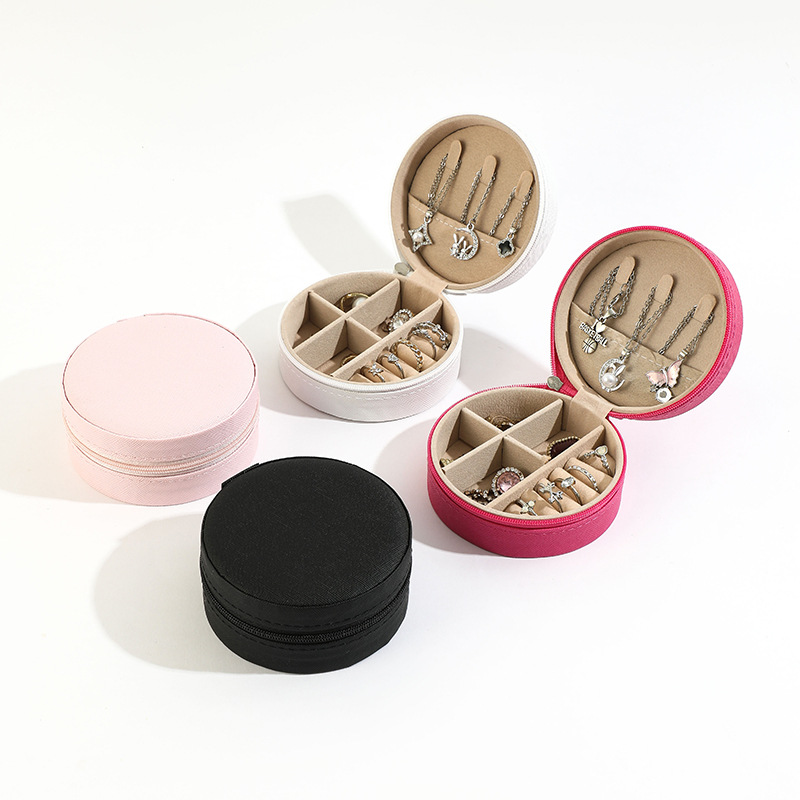 Caja de joyería portátil de viajes creativos Caja de almacenamiento de joyería de cuero de moda pendientes de orejas Caja de joyería