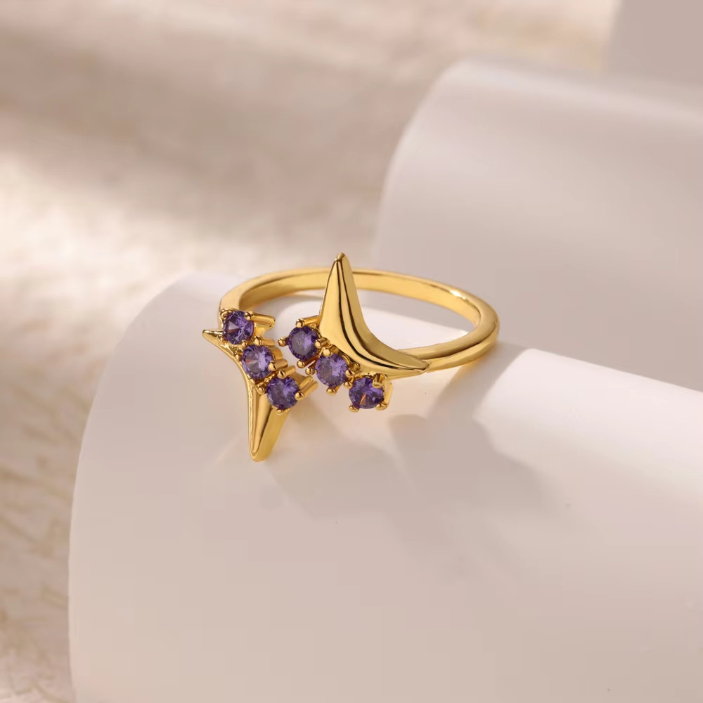 6g Weight Open Rings Classification Adjustable, One Size Ring Size 1 Piece Quantity Daily, Street Occasion Copper Material Star, Flower Pattern All Seasons Season Women's Gender Elegant, Lady Style Wholesale Jewelry Elegant Lady Star Flower Copper Open Rings 13