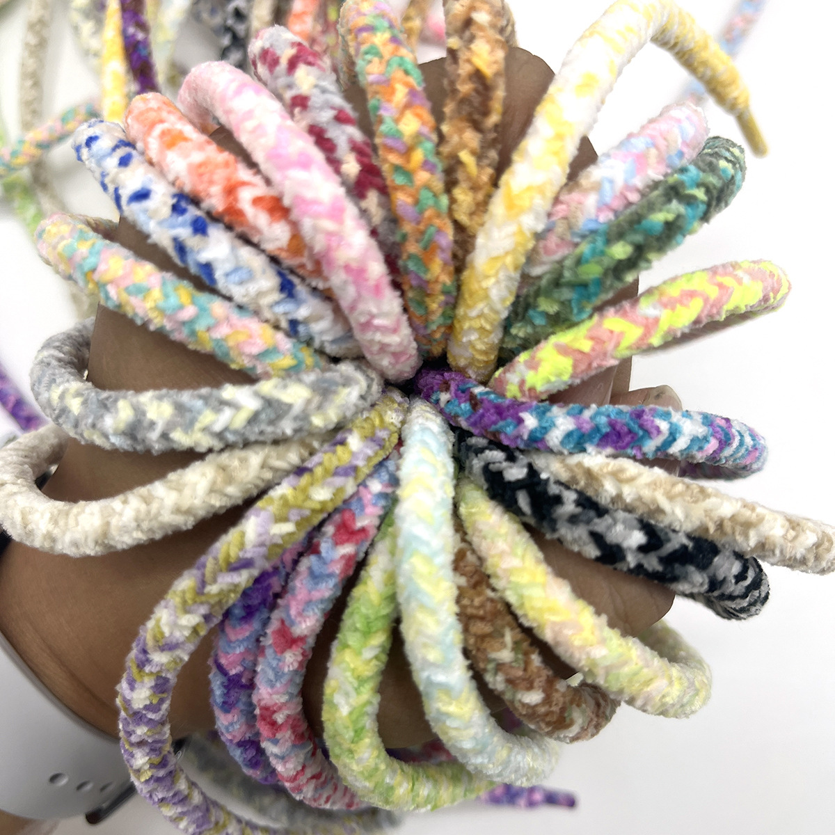 5mm color mixto Chenille sólido graso hombre y mujer zapatos de pan casuales zapatos de papá de color otoño y invierno cordones redondos