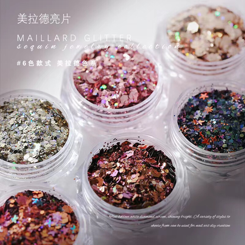 Nail accessories large sequins fragments Maillard sequins glitter thick and thin mixed autumn and winter small sequins nail decorations