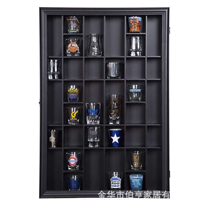 Cross-Border Wall-Mounted Wine Glass Display Cabinet Large Wooden Cabinet Rack Kitchen Bar Wine Glass Storage Box Dust-Proof Transparent