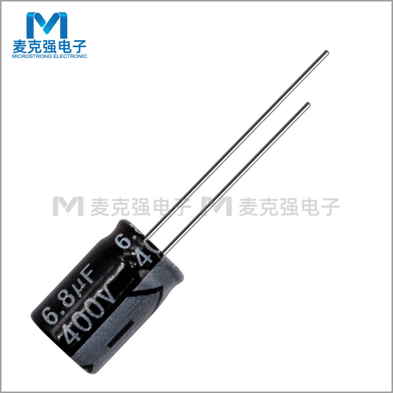 JAKEC直插铝电解电容6.8uF 400V 体积8*12mm插件式优质脚距3.5mm