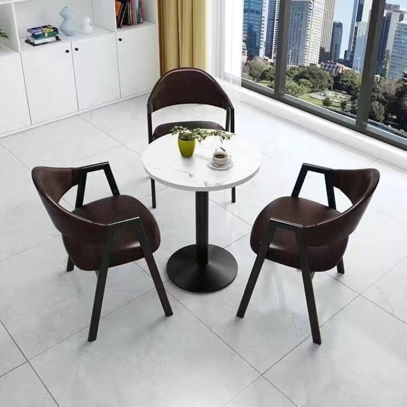 60개 원형 테이블과 의자 3개 블랙 가죽