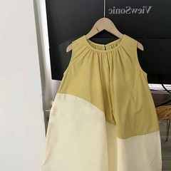 Women's Patchwork Skirt Summer New Korean Style Charming Sleeveless Backless Dress for Toddlers, One Piece Dropshipping