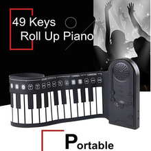 49键盘手卷琴带喇叭硅胶儿童初学者便携式折叠电子琴跨境批发钢琴