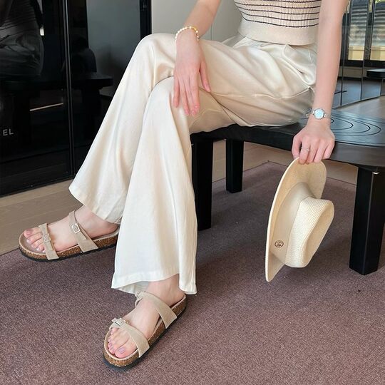 Soft Leather Version ~ Thick Bottom Half Slippers Women's 2025 Summer New Height Increased All-match Casual Slides