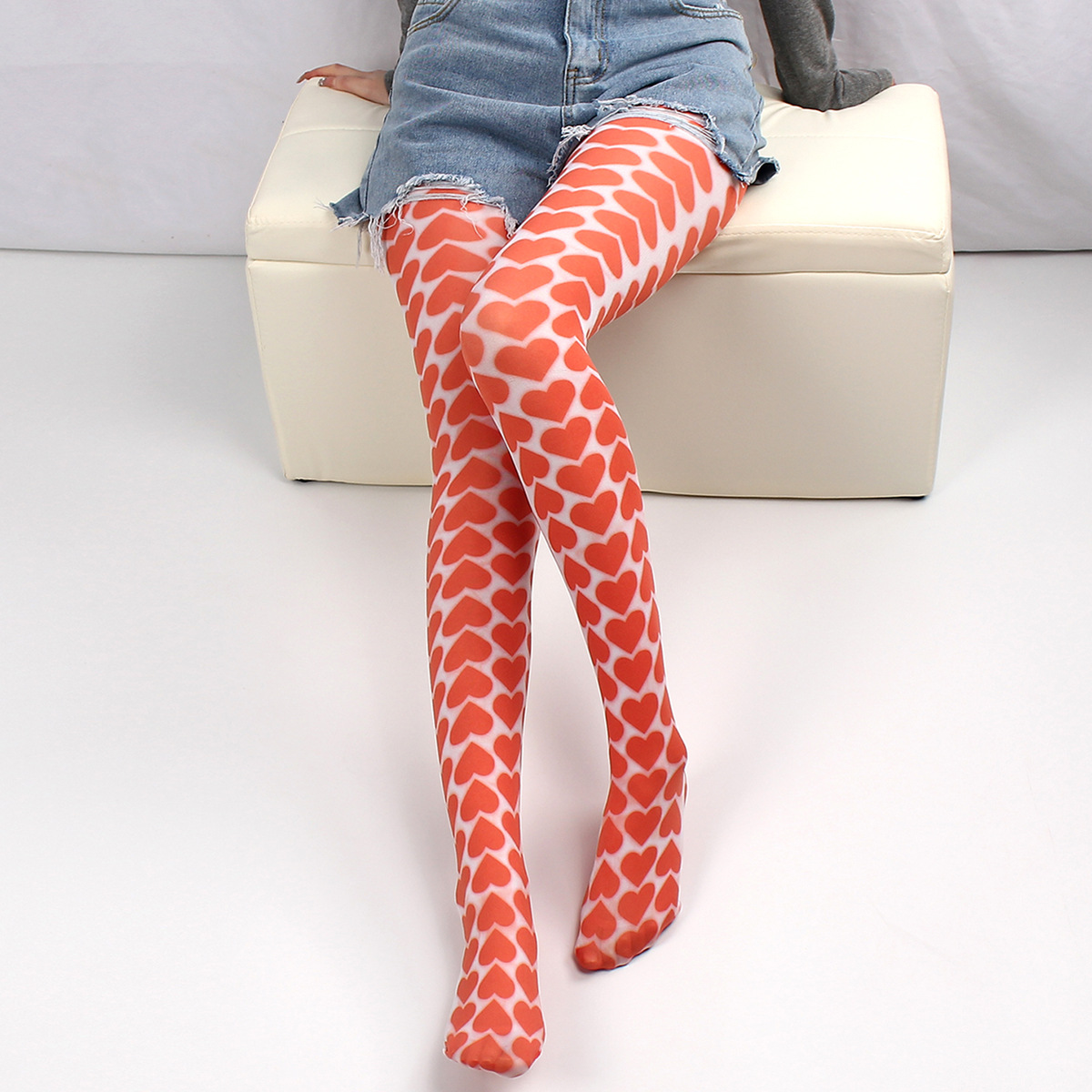 Pantimedias con estampado de amor rojo 80D