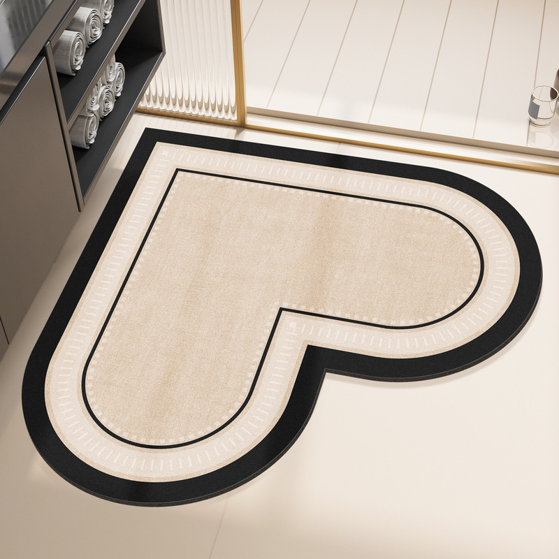 Heart-shaped bathroom absorbent floor mat toilet diatom mud foot mat entrance door quick-drying carpet toilet non-slip mat