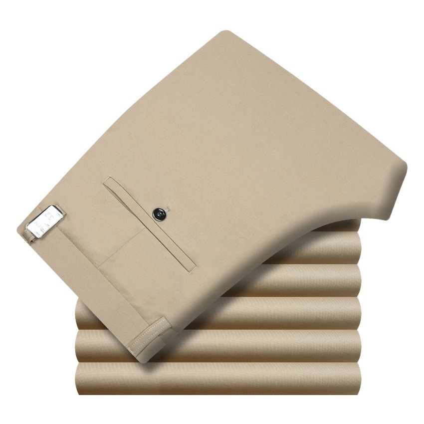 Pantalones casuales de seda de hielo pantalones de traje de hombre de mediana edad pantalones largos delgados de verano para papá