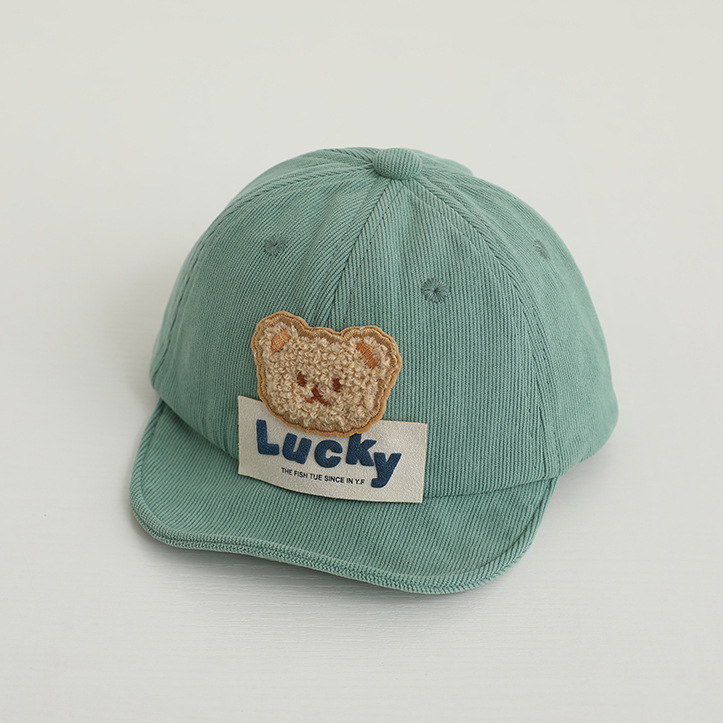Bebé enarboló el otoño y el invierno bebé suave gorra de béisbol lindo oso de dibujos animados niños y niñas sombrero de pana