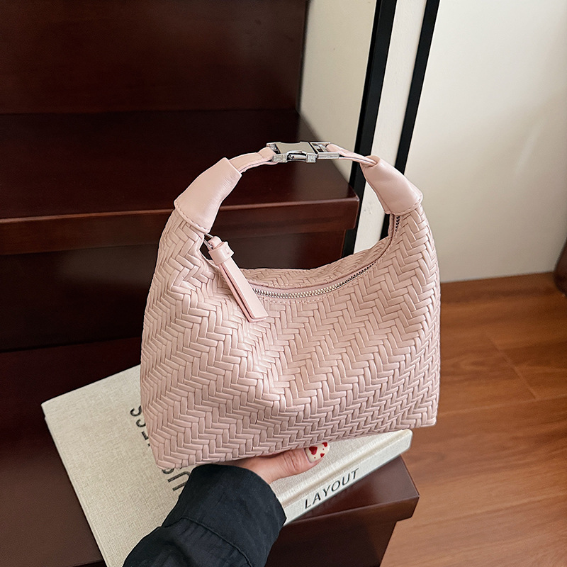 Bolsos populares de este año 2025 verano nuevo estilo bolso femenino casual tejido patrón bolso de hombro simple bolso de mensajero de viaje